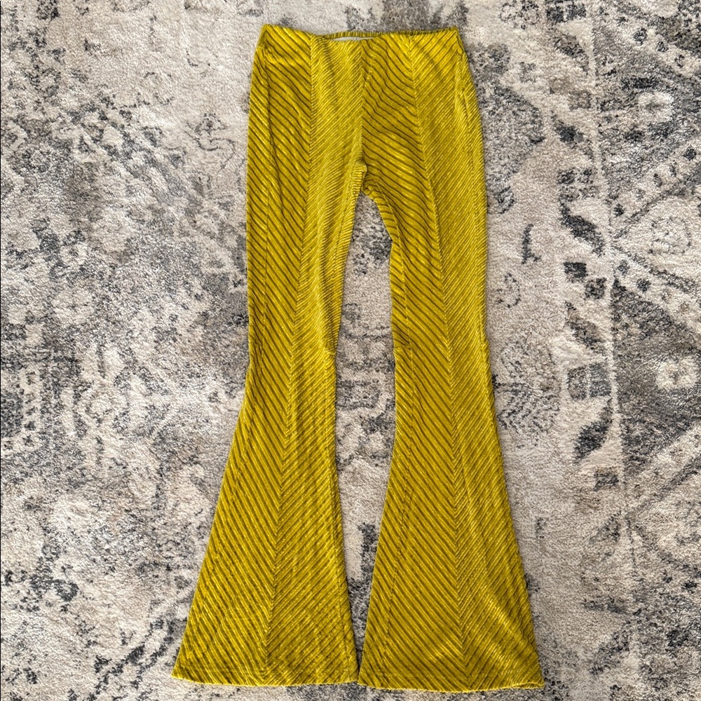 Free People Yellow Chevron Flare Pants